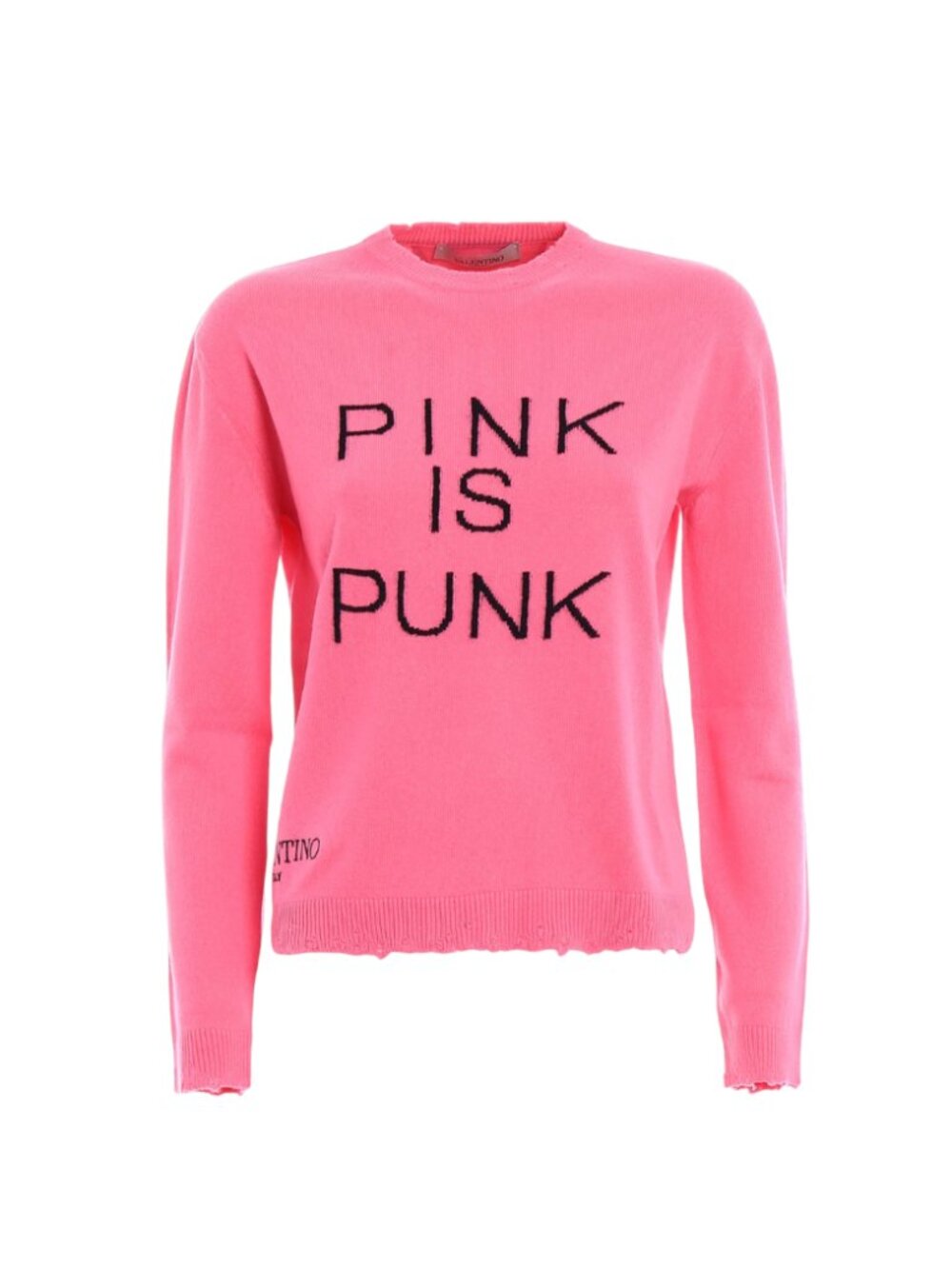 Valentino Pink is Punk Sweater Jumper Womens XS Pink Black Crew Neck Cashmere
